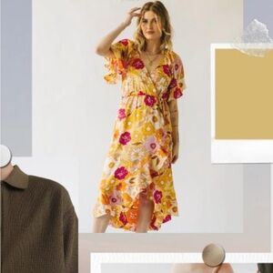 Floral Faux Wrap Dress